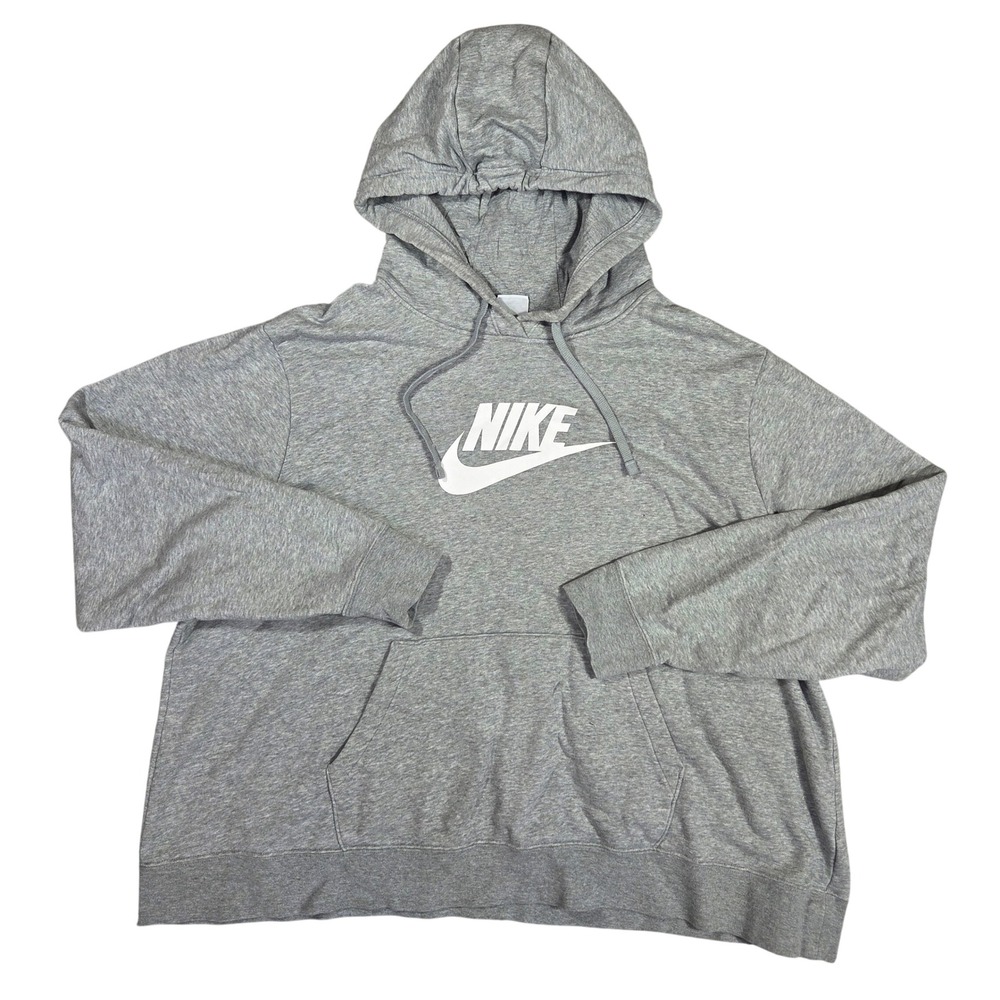 Nike Mens Sportswear Club Fleece Hoodie Grey White Logo Pullover 2X RN56323